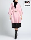 RRP€759 ANNA MOLINARI Overcoat IT38 US2 UK6 XS Pink Notch Lapel Made in Italy