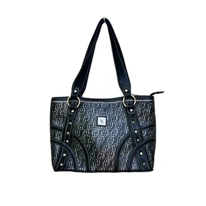 B Brentono Made In Italy SignTure Handtasche schwarz und silber  - Bild 1 von 9