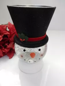 3 Wick Snowman/Top Hat Pedestal WATER GLOBE CANDLE HOLDER Bath & Body Works - Picture 1 of 10