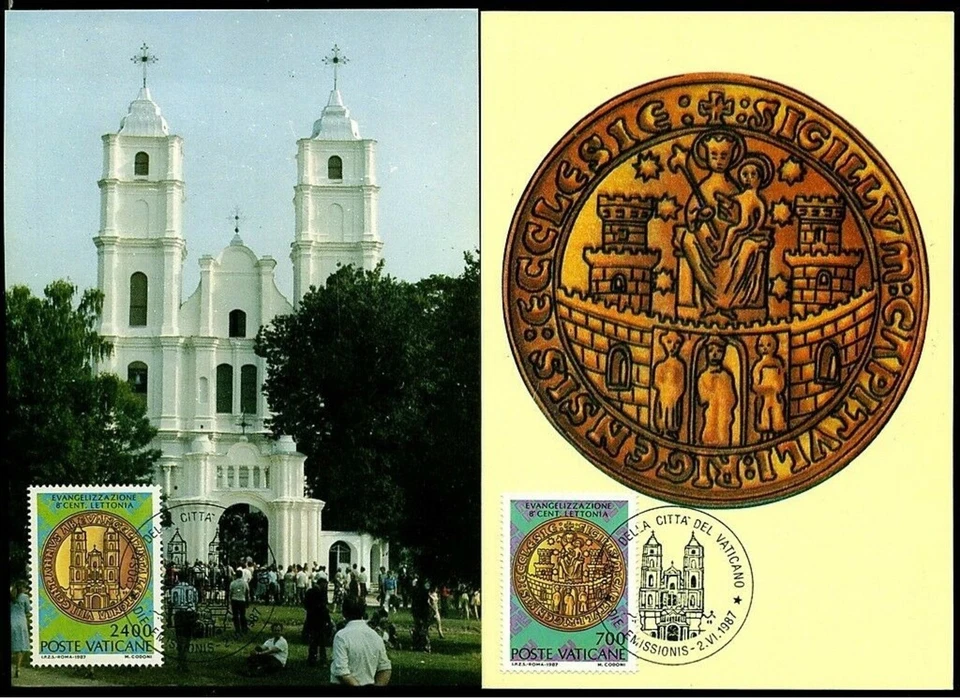 1987 Vatican Christianization of Latvia,St. Mary's Church,Seal,Riga,2 Maxi Cards - Image 1 of 1