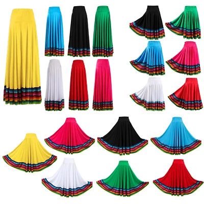 Woman Folklorico Dance Skirts Folkloric Mexican Flamenco Full Circle Skirt AU - Image 1 of 4