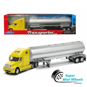 Welly 1:32 Freightliner Columbia - Amarillo con petrolero plateado - Transportador - Imagen 1 de 2