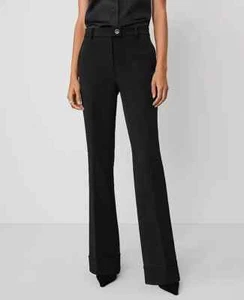 Nuevo $119 Ann Taylor El Pantalón Pantalón Pantalón Cintura con Pestañas Puños Negro Talla 4 - Imagen 1 de 4