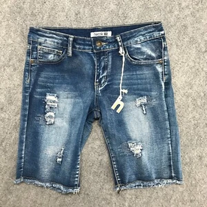 Hectik Shorts Girls Youth Size 14 Embellished Destroyed Cut Off Denim Bermuda - Picture 1 of 12