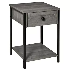HOMCOM Industrial End Table with Storage Shelf, Accent Side Table with Drawer - Picture 1 of 9