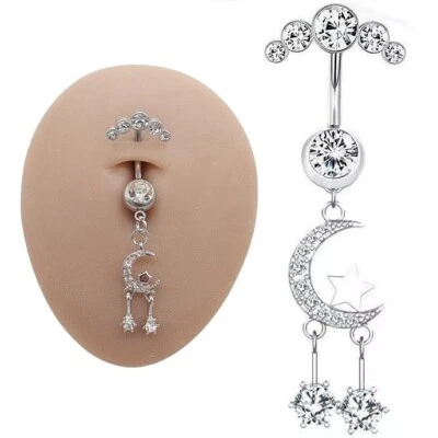Barras para el vientre botón piercing barra colgante ombligo cuerpo joyería gema anillo plata regalo Foto 1 de 4