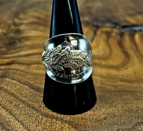 Washington sterling silver whole spoon saddle spoon ring Cover
