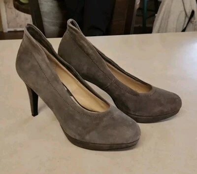 Adrienne Vittadini Gris "PENI" Cuero/Gamuza Plataforma Tacones Talla 7 Foto 1 de 4