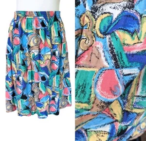 Vintage Sag Harbor Rock bunt mit Taschen Retro 80er Knielang Pull On M - Bild 1 von 6