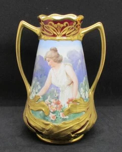 Dresden Portrait Vase Richard Klemm Mark c. 1891-1914 Germany  Art Nouveau - Picture 1 of 10
