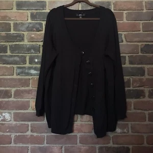 ELLOS | Black Cardigan  Sweater Plus Size 2X 26/28 -56 Chest -26” Long - Picture 1 of 6