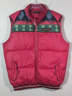 Coogi Australia Designer Puffer Jacket Vest Red 2XL Thick Warm Streetwear - Image 1 of 4