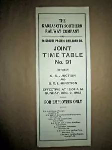 Tabla de tiempo conjunta de Kansas City Southern Railway Co. y Missouri Pacific 1962 - Imagen 1 de 5