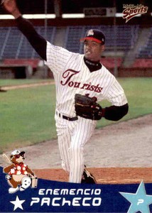 1999 Asheville Tourists Multi-Ad 18 Enemencio Pacheco Dominican Republic DR Card