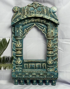 Colgante de pared de madera artesanal Jharokha | Marco de decoración tradicional indio - Imagen 1 de 7