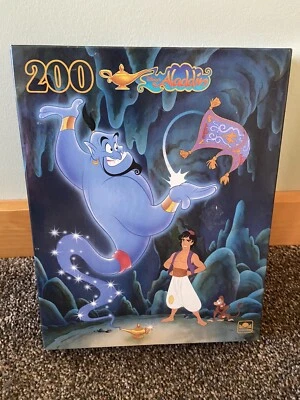Rompecabezas dorado sellado vintage Walt Disney Aladdin Genie 200 piezas Foto 1 de 4