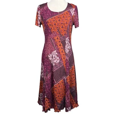 Vestido midi Coldwater Creek Y2K para mujer pequeño estampado floral de retazos de hadas occidentales Foto 1 de 4