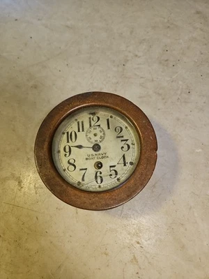Antiguo Reloj Barco SETH THOMAS Marina de los Estados Unidos Segunda Guerra Mundial Proyecto de Restauración de Latón U Arreglarlo Foto 1 de 4