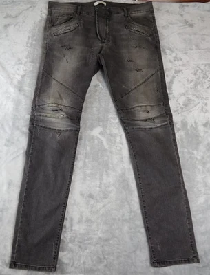 Pierre Balmain Jeans Mens 40 Black Distressed Biker Slim Fit Made In Italy Denim - Image 1 of 4