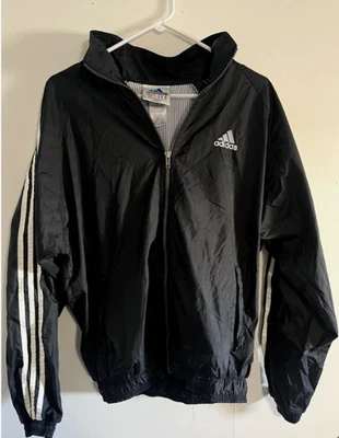 Adidas Unisex Chaqueta de Pista con Capucha Negro Blanco Rayas Talla S Años 90 Y2K Ropa de Calle Foto 1 de 4