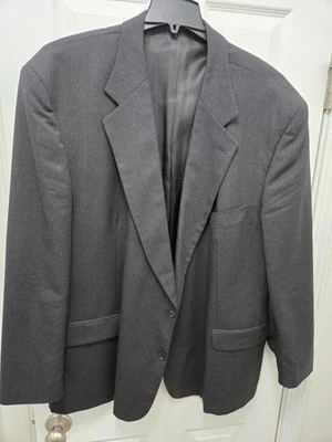 Men's Sanlorenzo BLACK / CHARCOAL GRAY Suit Blazer Jacket 52R 100% Pure Wool - Image 1 of 4
