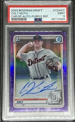 2020 Bowman Chrome Draft Colt Keith Auto Purple Refractor /250 PSA 9 Mint Tigers - Image 1 of 2