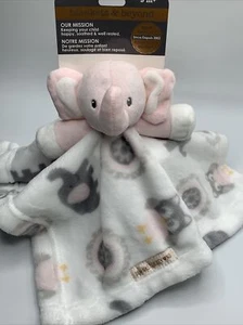 Blankets Beyond Baby Security Blanket Pink White Elephant Velour Owls 14" x 14" - Picture 1 of 6