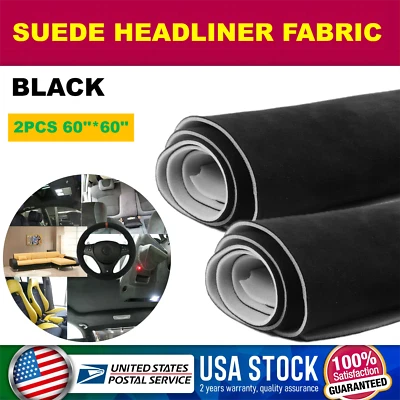 2*60”x60" Black Headliner Fabric Suede Pickup truck ceiling Liner Sag Upholstery - Image 1 of 4