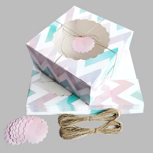 Cake Boxes with Window 10 Pack Blue Pink 10x10x5 Inch Bakery Donuts Pie - Picture 1 of 6