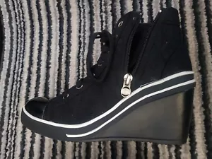 woman spring trainers canvas wedge sneaker shoes size 36 - Picture 1 of 12