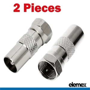 2x F-Type Plug to Male PAL Socket TV Antenna Cable Adapter Adapter Connector - Bild 1 von 2