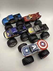 Lot Of 5 Hot Wheels 1:64 Monster Jam Trucks Captain America Iron Man Instigator - Picture 1 of 24