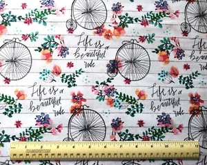 By the 1/4 yard 100% cotton fabric David Textiles Beautiful Ride 1800's Bicycle - Picture 1 of 2