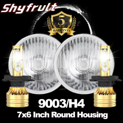 DOT 7'' Round Black Led Headlights Halo Hi/lo Beam for Classic Mini Austin Rover Foto 1 de 4