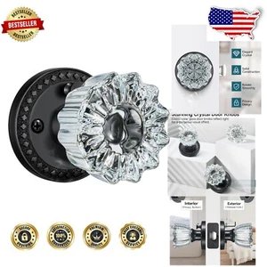 Luxury Matte Black Crystal Door Knobs - Ideal For Bedroom, Bath & Guest Rooms - Picture 1 of 10