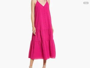 Ted Baker Rosa Profundo Falda Midi Vestido de Sol Talla 12 EE. UU./Talla Ted 4 Nuevo - Imagen 1 de 6