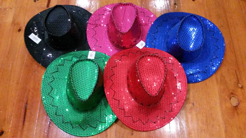 Fancy Sequin Cowboy/cowgirl hat /hats Party/costume Black/red/blue/green - image 1 of 1