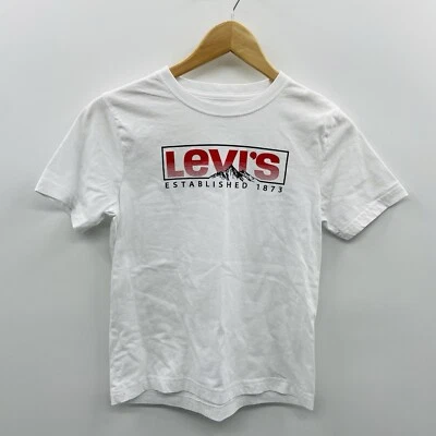 Camiseta Levi's Youth Boys tamanho 10/12 manga curta estampa gráfica logotipo branca 2536 - Imagem 1 de 4