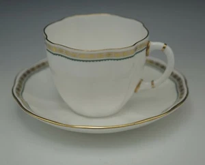 ROYAL CROWN DERBY BONE CHINA CARLTON GREEN CUP AND SAUCER SET - Picture 1 of 5