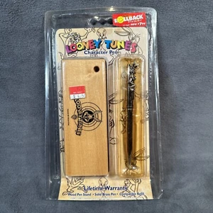 Vintage 1996 Bugs Bunny Looney Tunes Solid Brass Pen w/ Wood Case Holder *Read - Picture 1 of 5