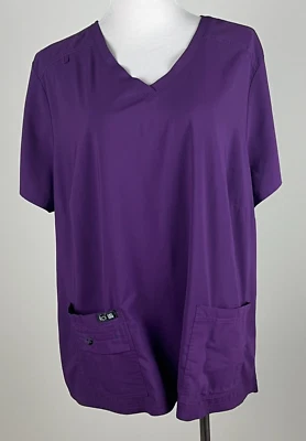 KOI Basics 'Becca' S/S Soft Stretchy Microfiber Scrub Top - 3X, Purple - Image 1 of 4