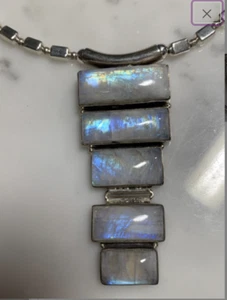 925 Sterling Silver Gemstone Freshwater Pearl Clasp Labradorite Pendant Necklace - Picture 1 of 6