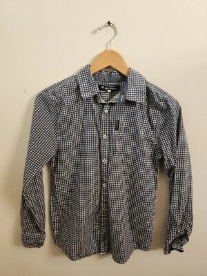 Camisa Ben Sherman masculina juvenil manga longa botão azul branca padrão grande - Imagem 1 de 4