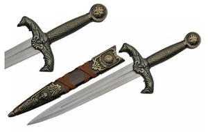 15.75" King Arthur Dagger Knife With Scabbard Brass Handle - Picture 1 of 3