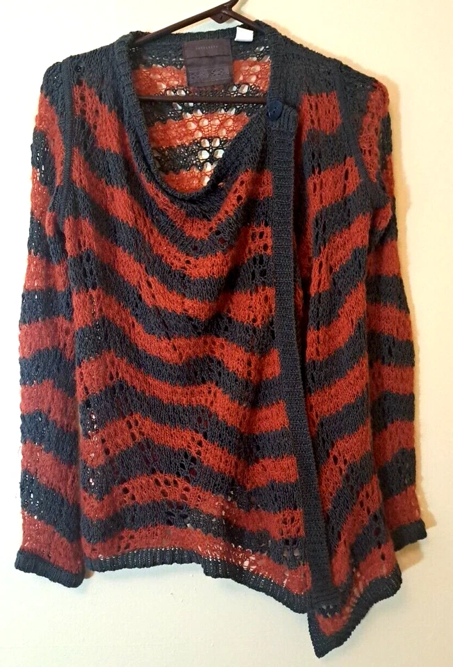 Cárdigan Anthropologie Ginebra Mujer Lino Mohair Mezcla Lana Gris Rojo XS Foto 1 de 4