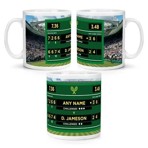 Personalised Tennis Scoreboard Grass 10oz Mug Cup Name Opponent Birthday Dad Mum - Picture 1 of 1