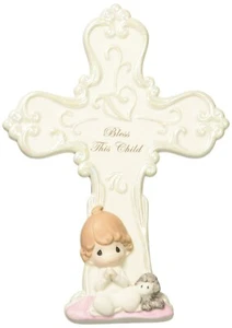 NUEVO PRECIOSO MOMENTOS Bless This Child Porcelana Bisque Cruz NIÑA 152405 - Imagen 1 de 1