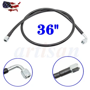 For Turbo Oil Feed Line 36''Steel Braided 4AN 90 Degree x Str. - Picture 1 of 5