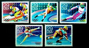 2611 - 2615 MNH 1992 29c Winter Olympics bobsled Figure Skating Ice Hockey ski - Picture 1 of 1