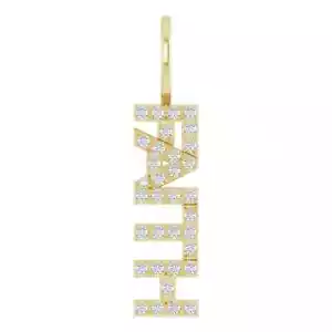 14K Yellow 1/8 CTW Natural Diamond "Faith" Charm/Pendant - Picture 1 of 3